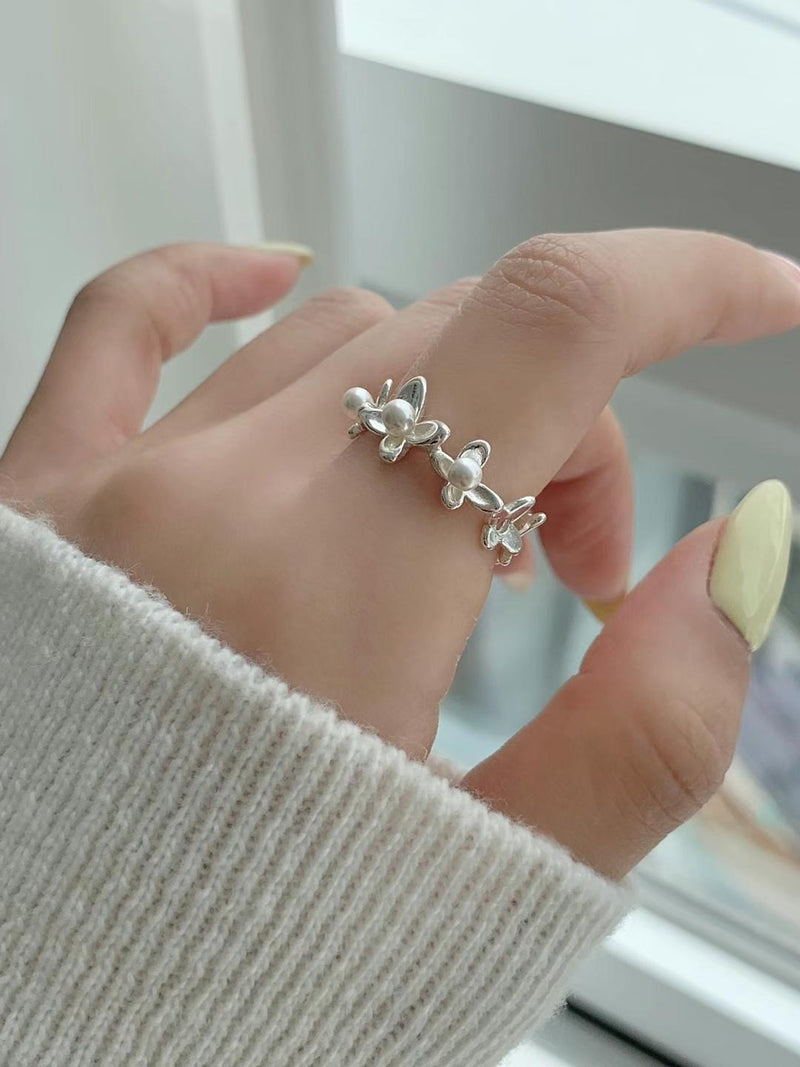 PEARL FLOWER OPEN RING