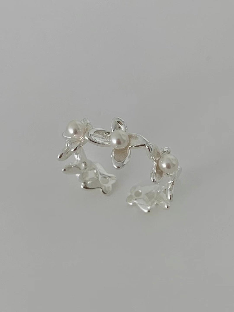 PEARL FLOWER OPEN RING