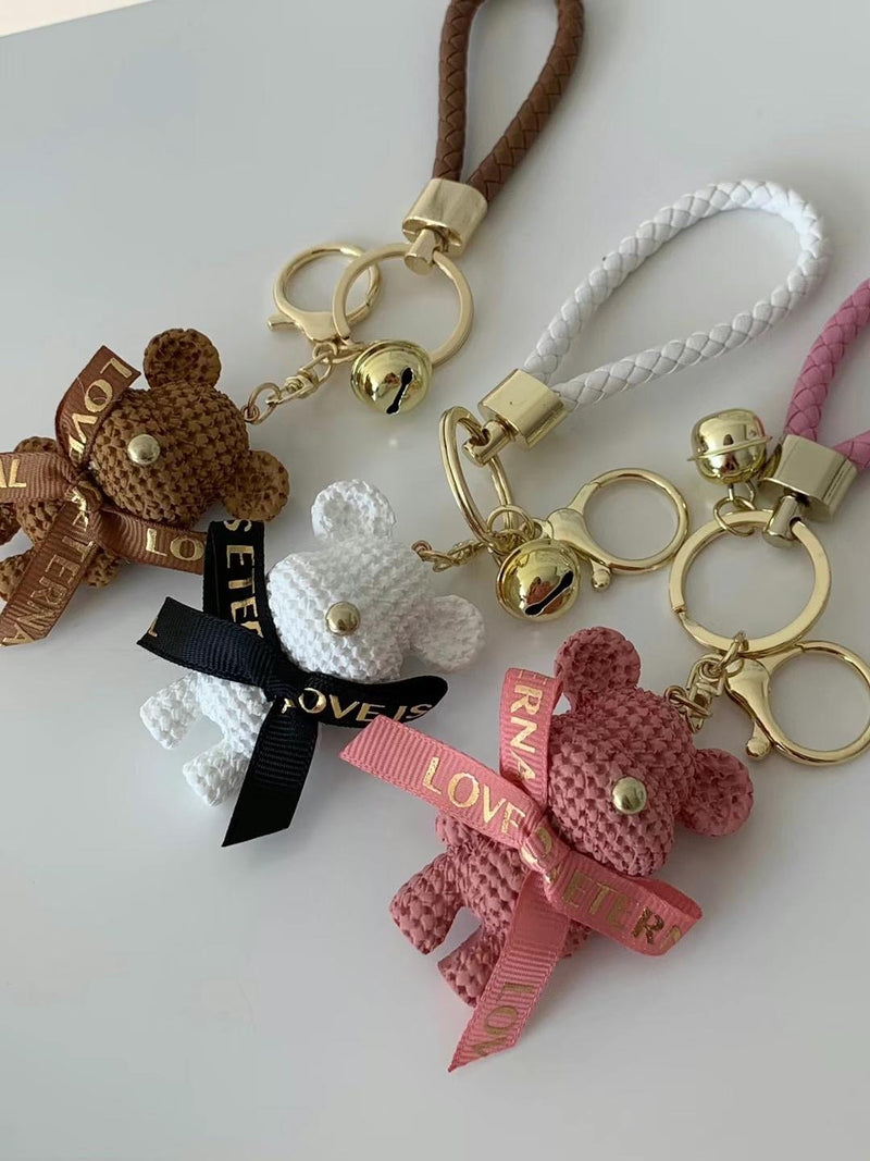 RIBBON BEAR KEY RING [White]