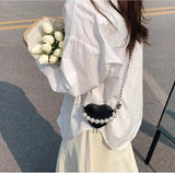 PEARL CHAIN HEART PURSE