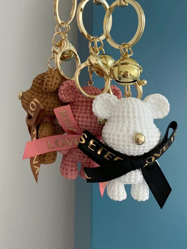 RIBBON BEAR KEY RING [White]