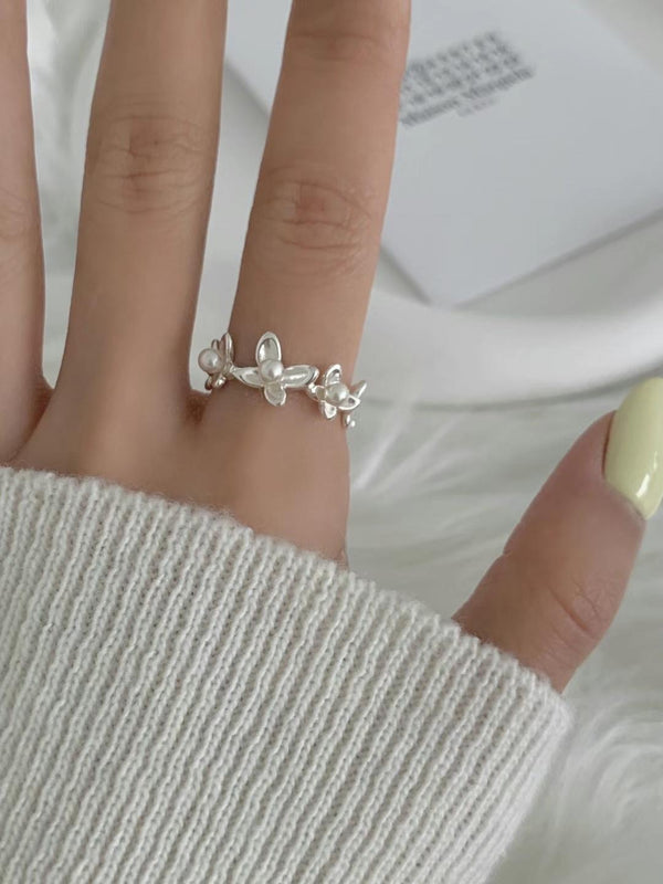 PEARL FLOWER OPEN RING