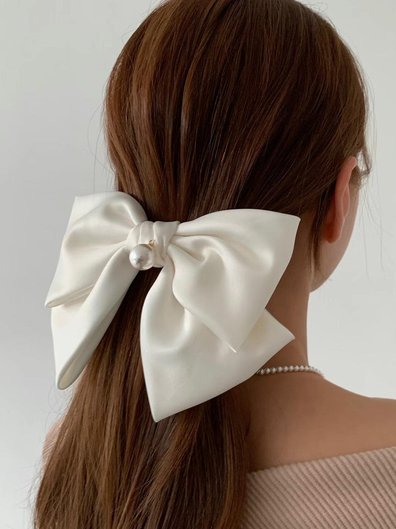 PEARL BIG RIBBON HAIR PIN