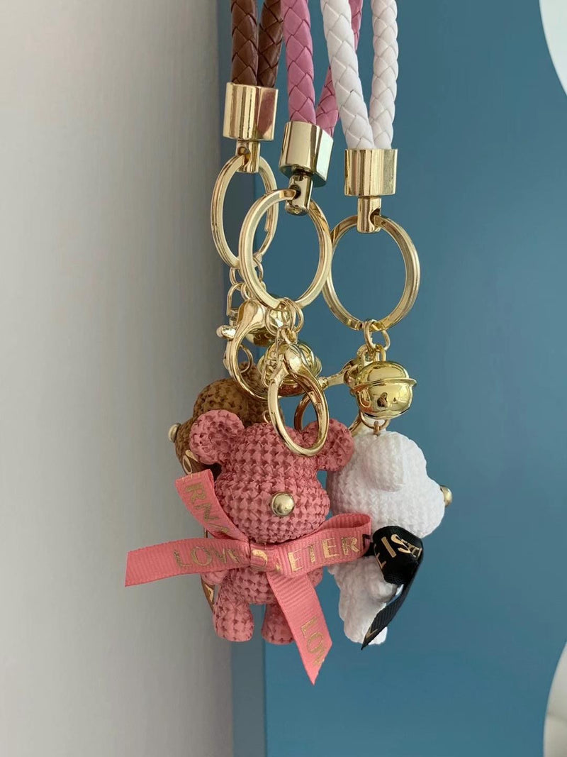 RIBBON BEAR KEY RING [White]