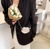 PEARL CHAIN HEART PURSE