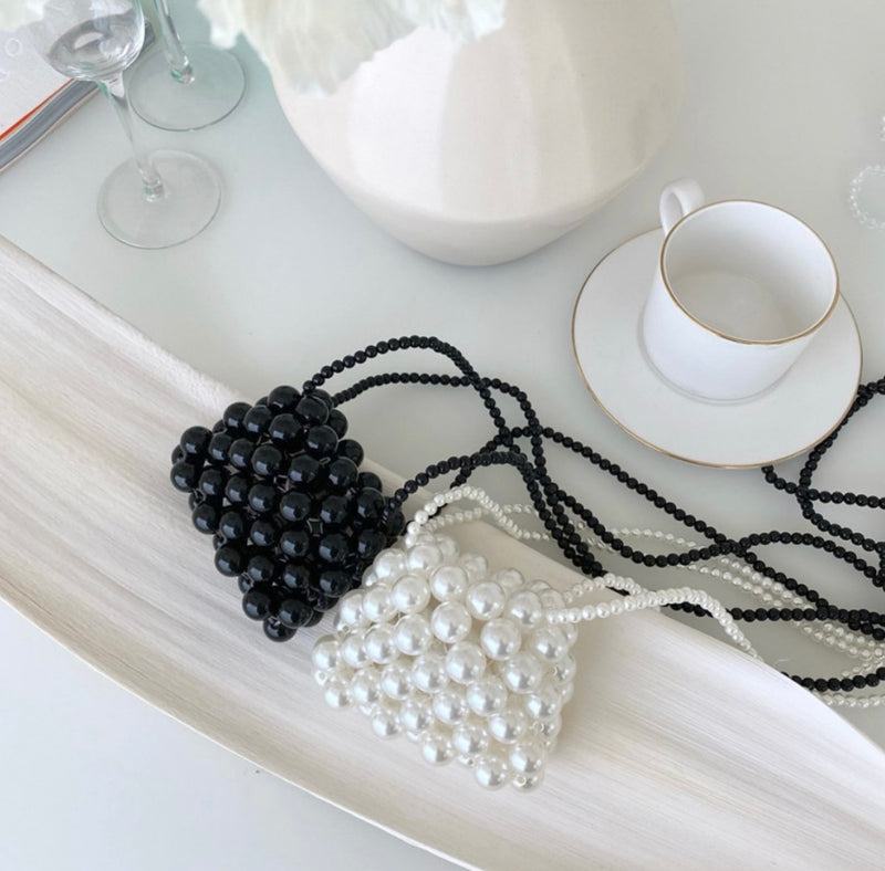 PEARL BEADS MICRO BAG [Black]