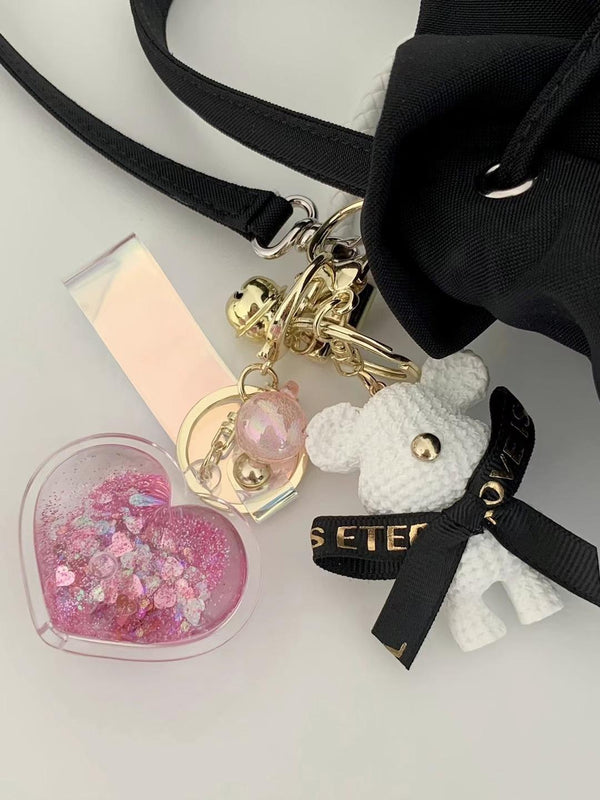 RIBBON BEAR KEY RING [White]