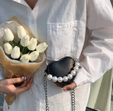 PEARL CHAIN HEART PURSE