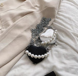 PEARL CHAIN HEART PURSE